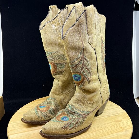 Corral Honey Cortez Embroidered Snip Toe Cowboy Boots Womens Size 8 M R1110 - Picture 1 of 8
